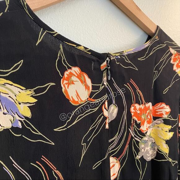 byTiMo Black Floral Spring Summer Easter Open Front Long Sleeve Mini Dress M - Picture 7 of 13